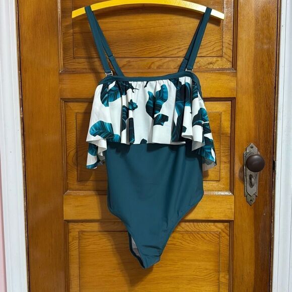 Cupshe Zora Tropical One Piece Teal Swimsuit Women’s 0X - Picture 3 of 10